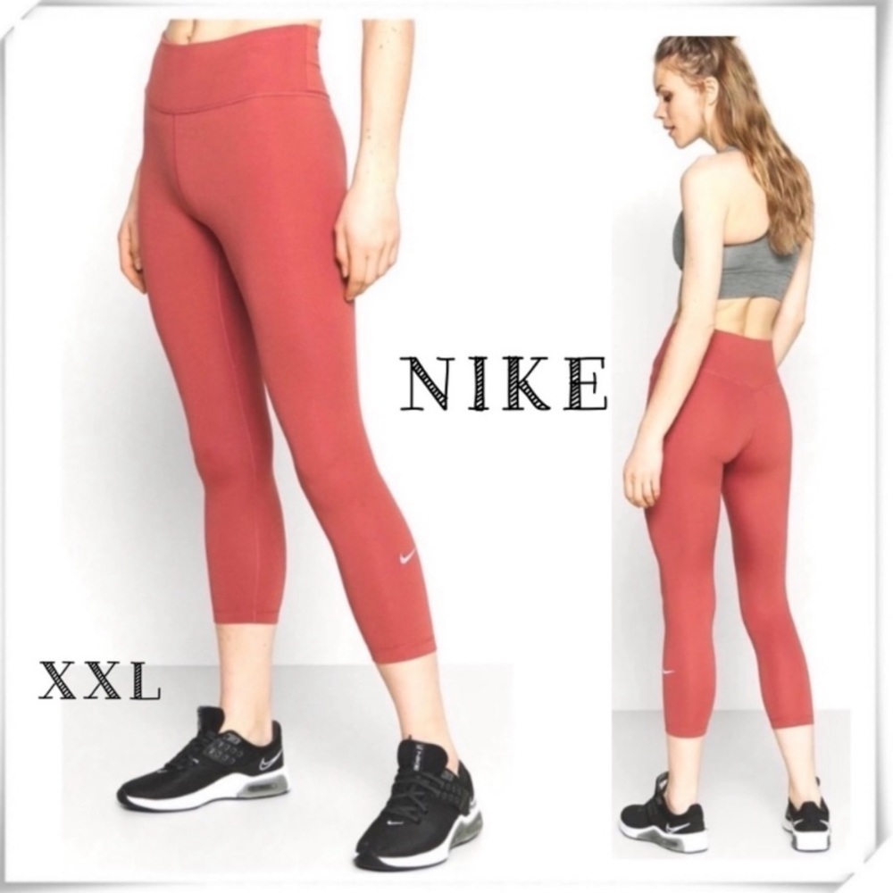 NIKE Performance One High Rise Training Crop Leggings Canyon Rust Pink Size XXL